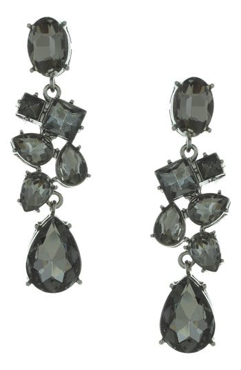 Shop Olivia Welles Corrinne Crystal Statement Earrings In Gunmetal/gray