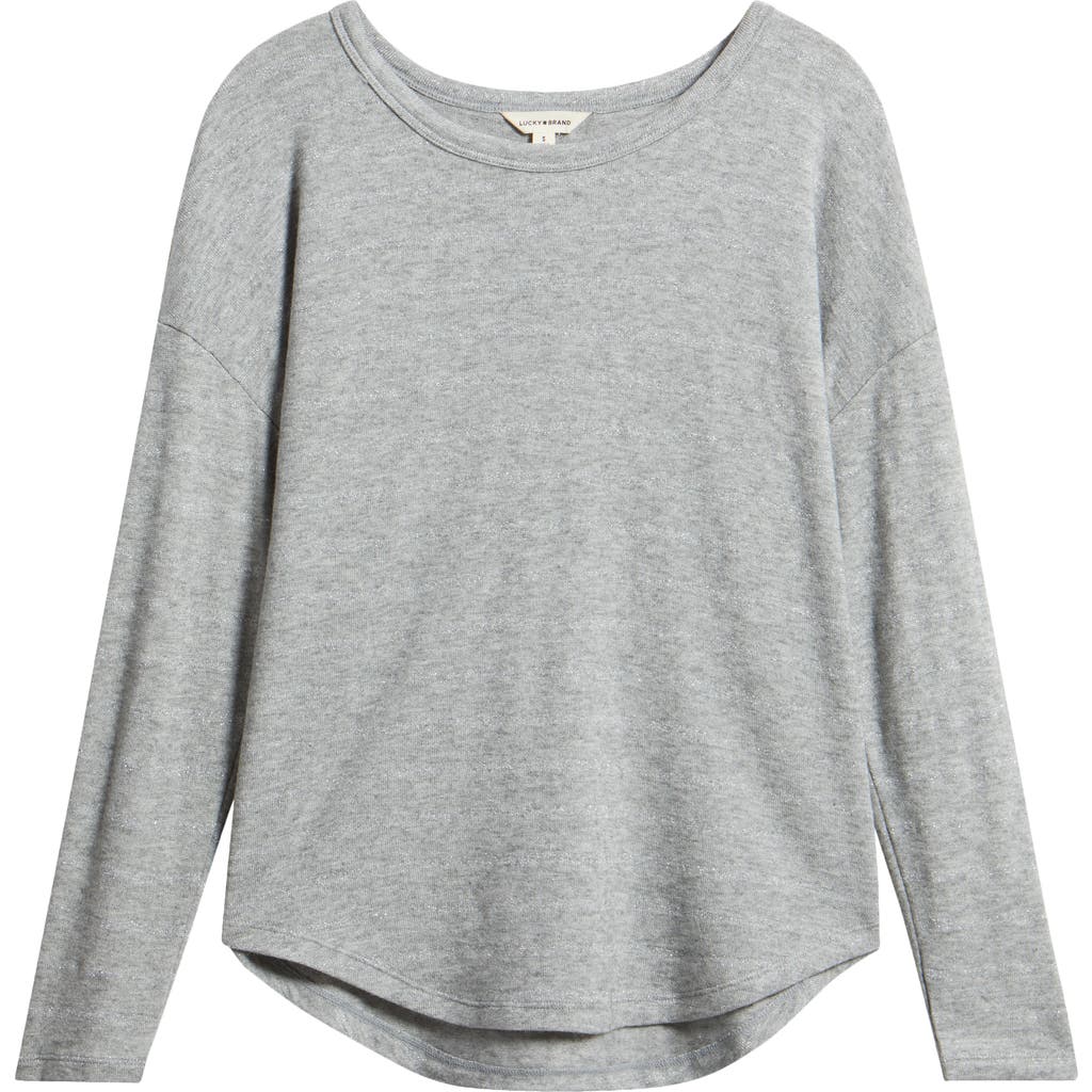 Lucky Brand Metallic Stripe Knit Shirt In Grey Stripe