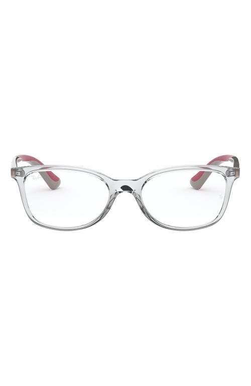 Ray Ban Ray-ban Kids' 49mm Rectangular Optical Glasses In Transparent/grey