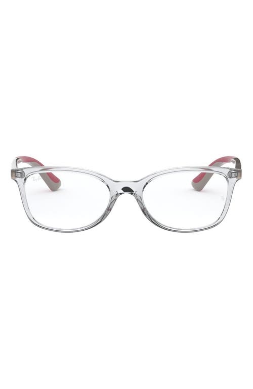 Ray-Ban Kids' 49mm Rectangular Optical Glasses in Transparent/Grey at Nordstrom