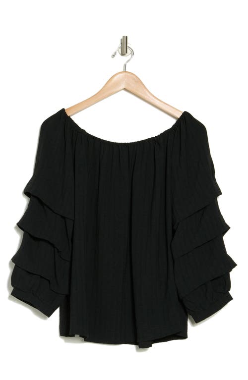 Patrizia Luca Lantern Sleeve Off The Shoulder Top In Black