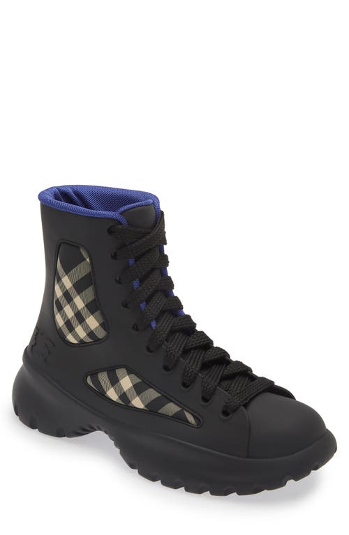 Shop Burberry Boulder Check Boot In Black Ip Check