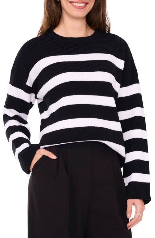 Shop Halogenr Halogen(r) Stripe Crewneck Sweater In Rich Black