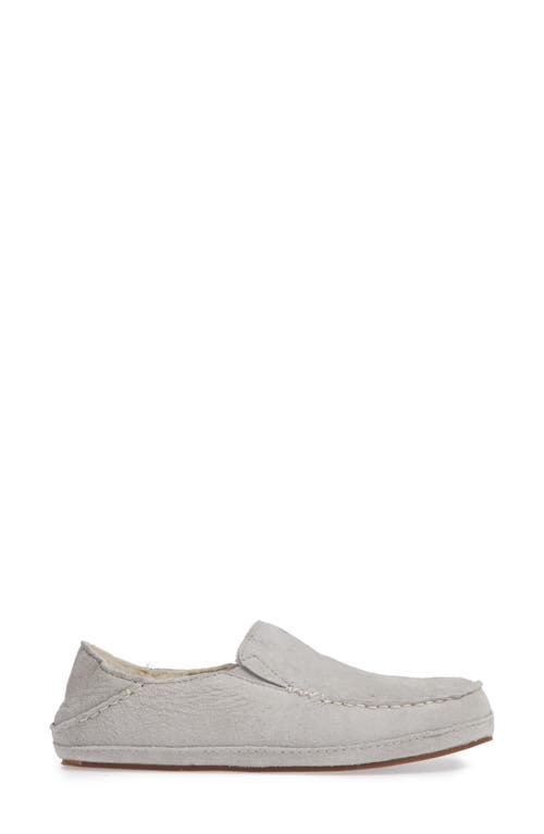 Shop Olukai Nohea Nubuck Slipper In Pale Grey/pale Grey Leather