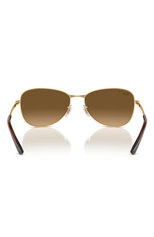 Shop Ray Ban Ray-ban 56mm Polarized Pilot Sunglasses In Gold/brown Grad