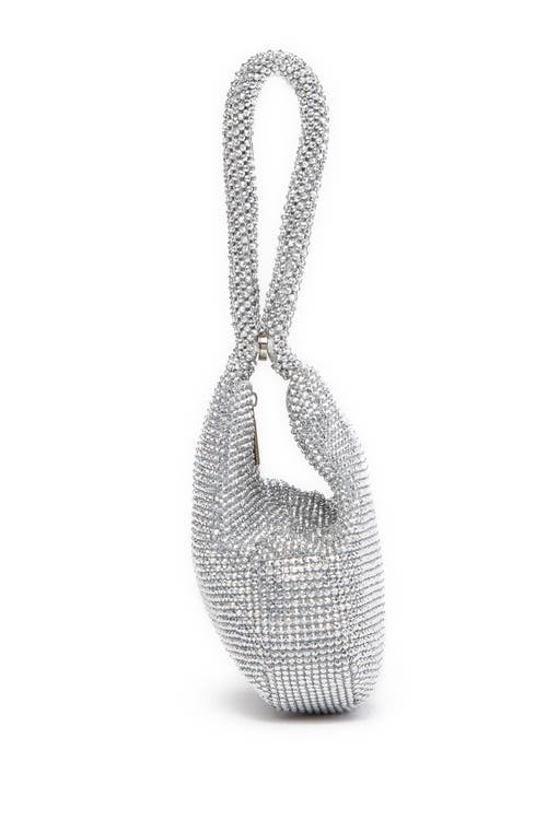 Jessica Mcclintock Staci Beaded Mesh Wristlet In 42n-silver