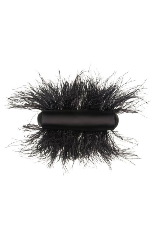 Dolce & Gabbana Dolce&gabbana Marlene Feather Trim Shoulder Bag In 8b956 Nero/nero