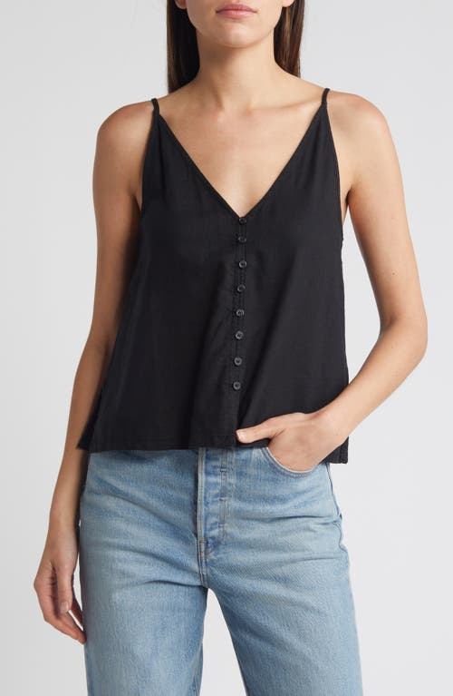 Shop Treasure & Bond Button-up Linen Blend Camisole In Black