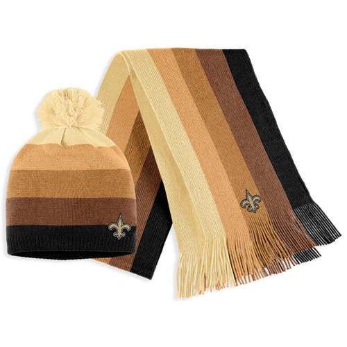 Women's WEAR by Erin Andrews Gold New Orleans Saints Ombre Pom Knit Hat and Scarf Set