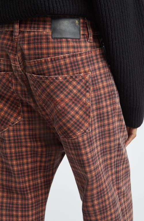 R13 Multicolor Boy Straight Jeans In Printed Auburn Plaid