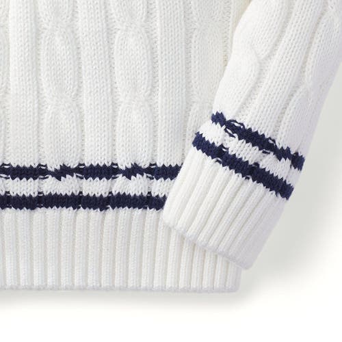 Hope & Henry Baby Boys' V-neck Cricket Sweater, Infant In White & Navy