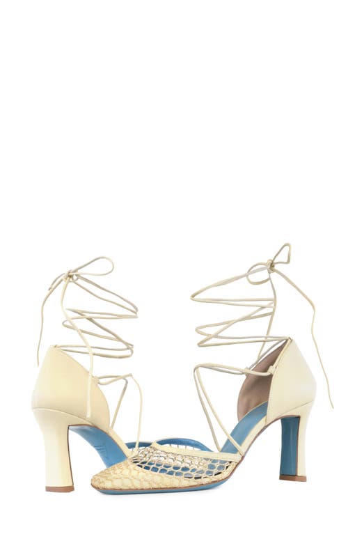 Valentina Rangoni Leone Crochet Wrap Tie Pump In Marzapane Parmasoft