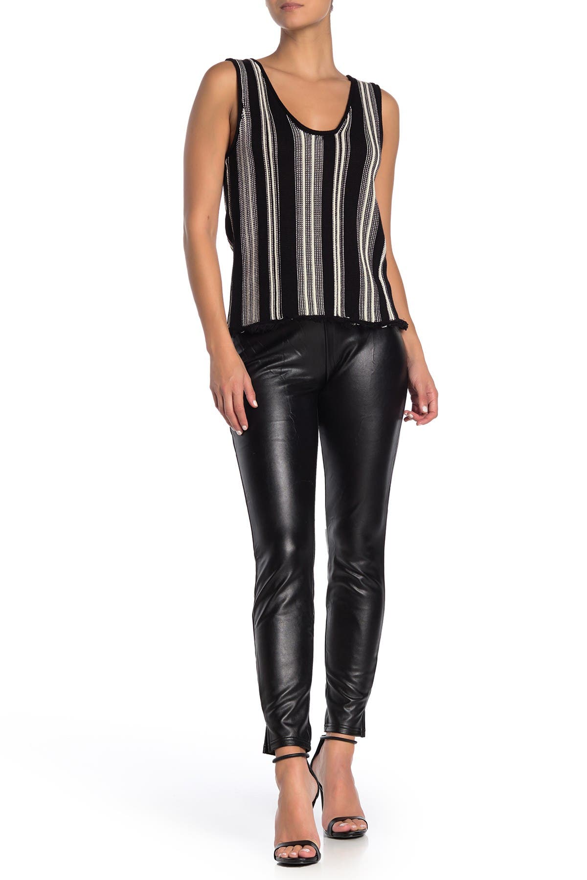 black leather pants with slits on the side