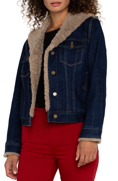 Shop Liverpool Faux Shearling & Denim Trucker Jacket In Rinse