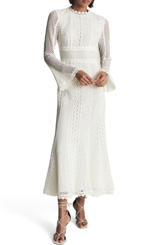 REISS OPEN BACK LONG SLEEVE LACE DRESS