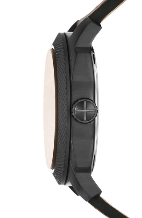 Shop Fossil Machine Leather Strap Watch, 49mm In Brown/black