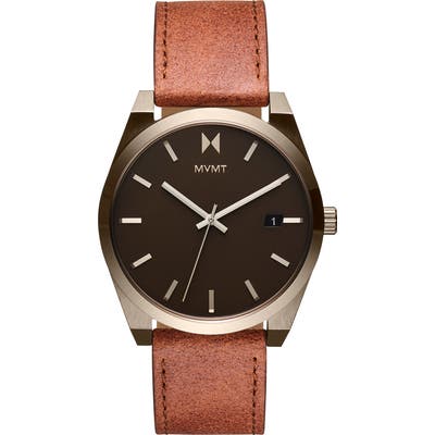 Mvmt Element Leather Strap Watch, 4m
