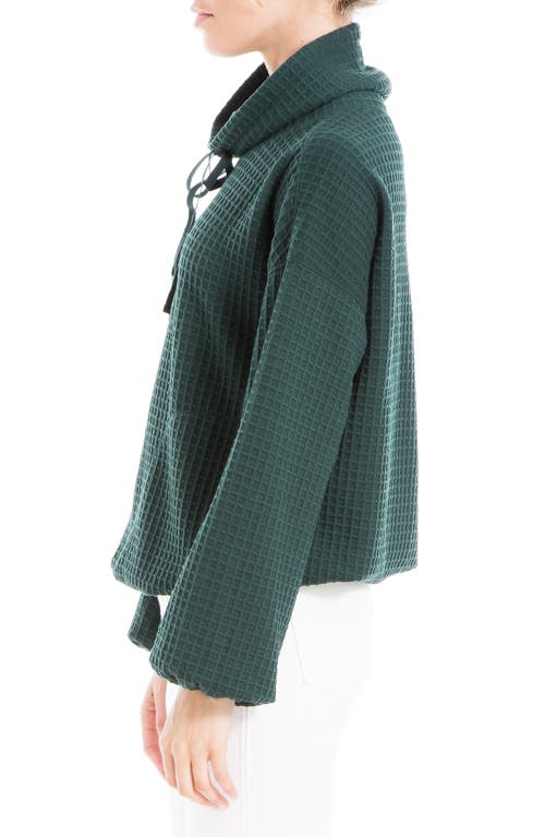 Max Studio Funnel Neck Waffle Knit Pullover In Deep Petrol