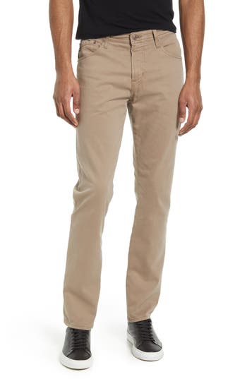Ag Everett Sueded Stretch Sateen Slim Straight Leg Pants In Neutral