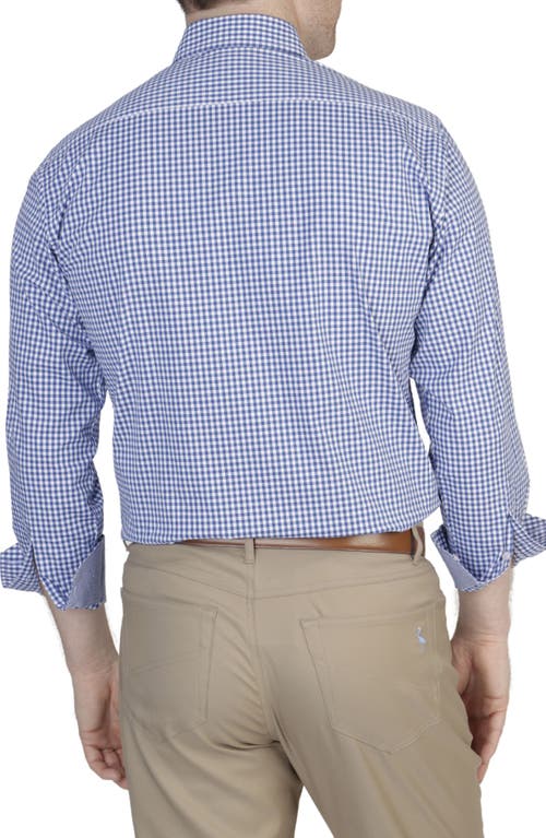 Shop Tailorbyrd Gingham Stretch Button-down Shirt In Royal