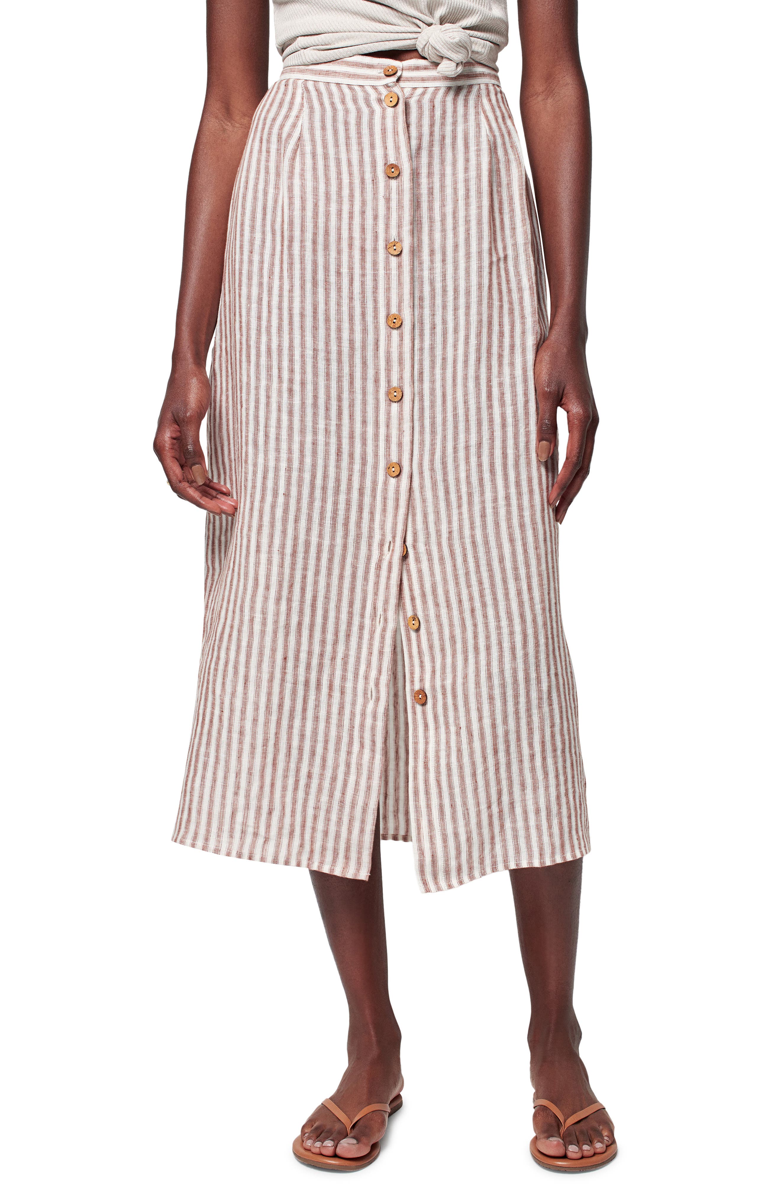 New Next Linen Blend Striped Summer Skirt Size 8-20 