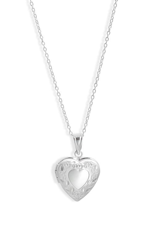 Argento Vivo Sterling Silver Heart Locket Pendant Necklace In White