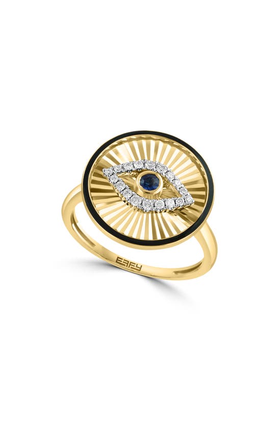 Effy 14k Yellow Gold Diamond & Sapphire Evil Eye Ring
