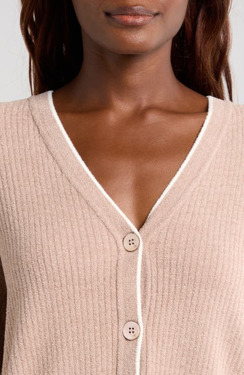 BAREFOOT DREAMS BAREFOOT DREAMS COZYCHIC® ULTRA LITE® CONTRAST STRIPE RIBBED CARDIGAN