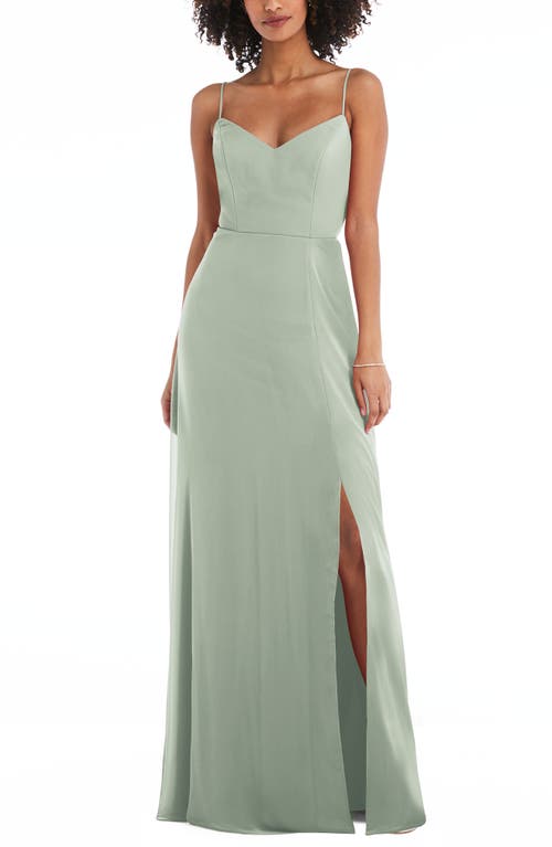 After Six Tie Back Cutout Chiffon Gown in Willow