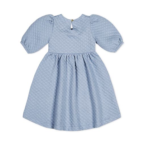 Shop Hope & Henry Girls' Quilted Puff Sleeve Dress, Toddler In Dusty Blue Quilted