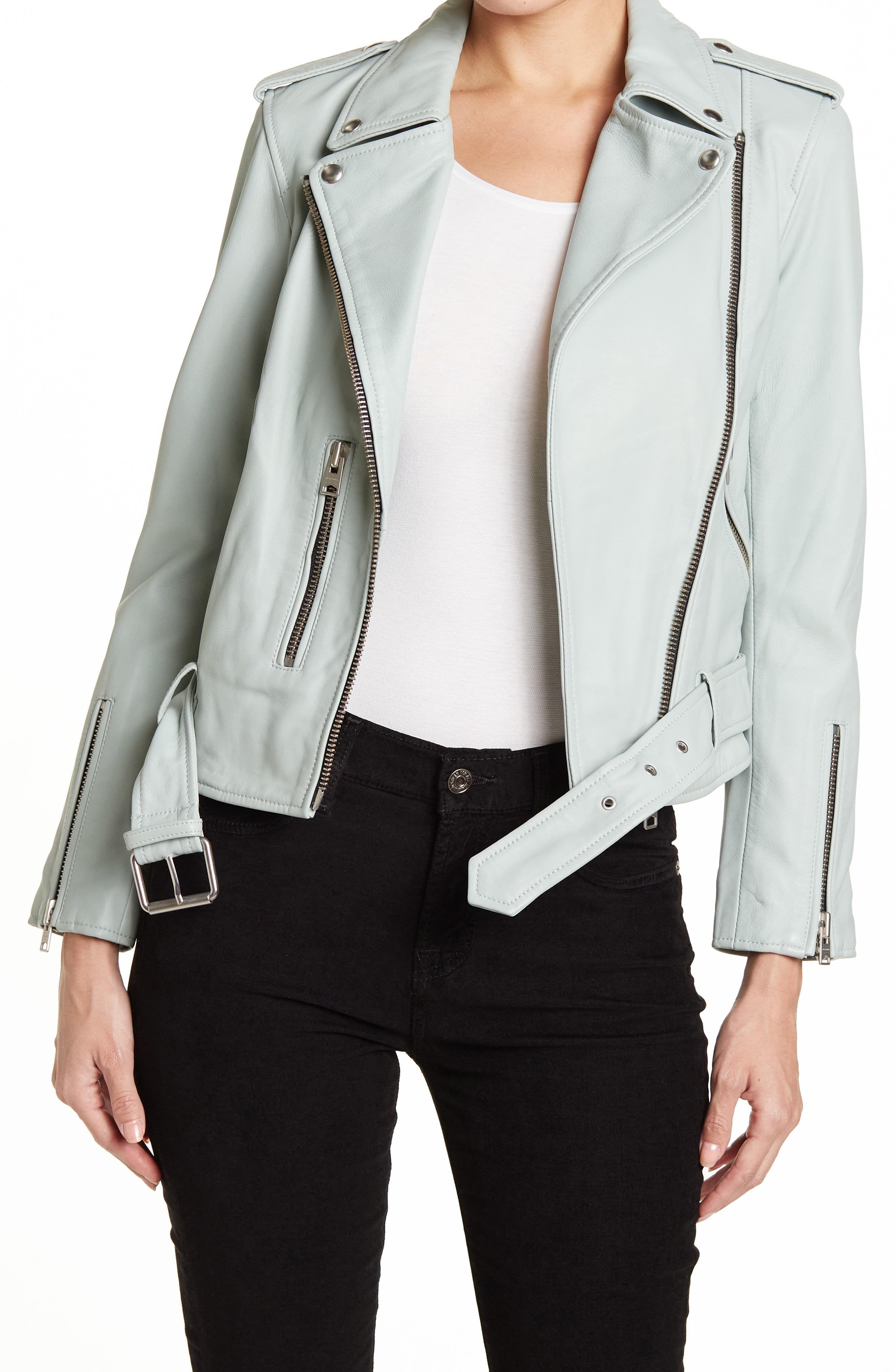mint green moto jacket