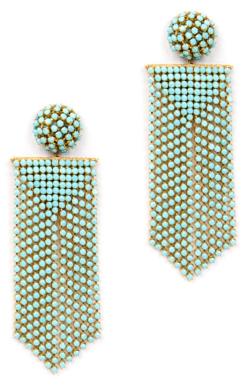 Shop Deepa Gurnani Fanning Drop Earrings In Turquoise