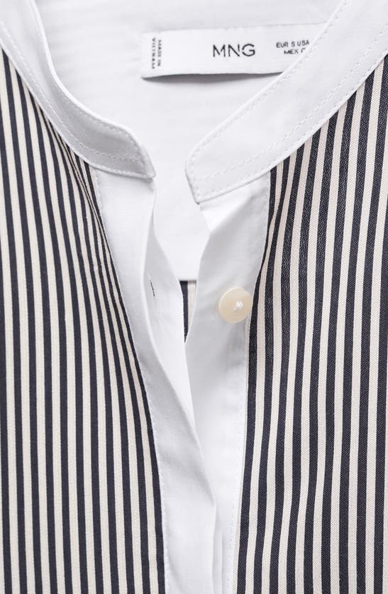 Shop Mango Stripe Contrast Button-up Shirt In Ecru