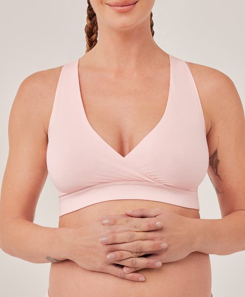 Pact Organic Maternity Nursing Bralette In Chalk Pink