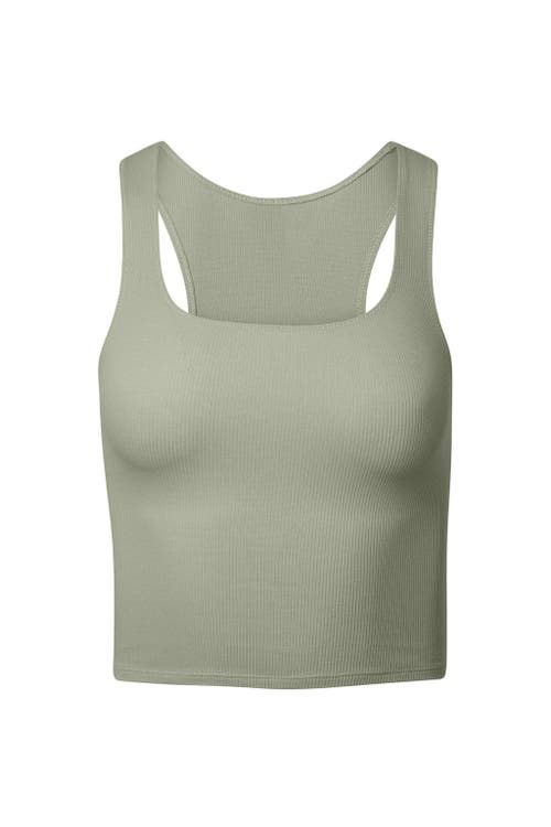 Shop Nueskin Jody Rib Cotton Cropped Tank In Medium Green