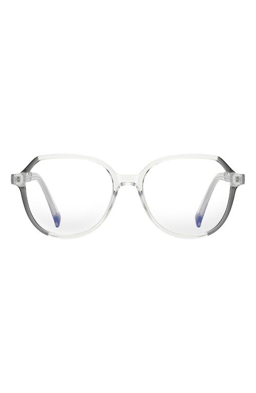 Nelli 53mm Round Blue Light Blocking Glasses in Transparent Grey