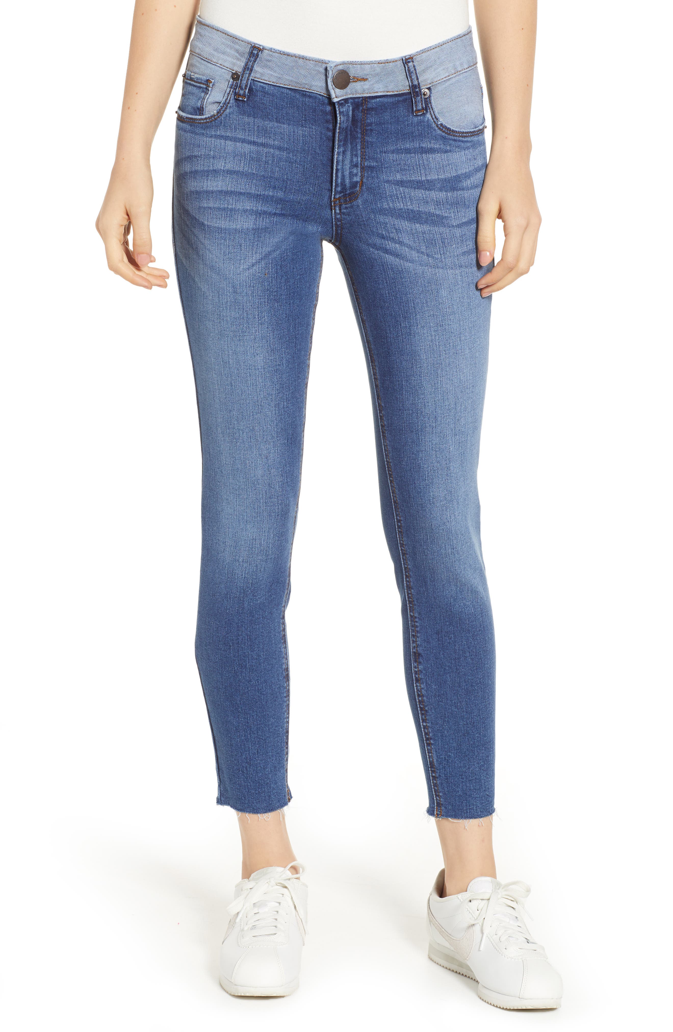 SWAT FAME Women's STS Blue Contrast Waistband Crop Skinny Jeans SWAT FAME Women's STS Blue Contrast Waistband Crop Skinny Jeans