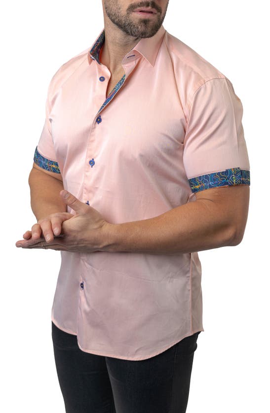 Maceoo Galileo Sorbet Orange Button-up Shirt In Orange