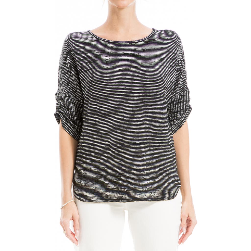 Shop Max Studio Ruched Sleeve Top In Black/white