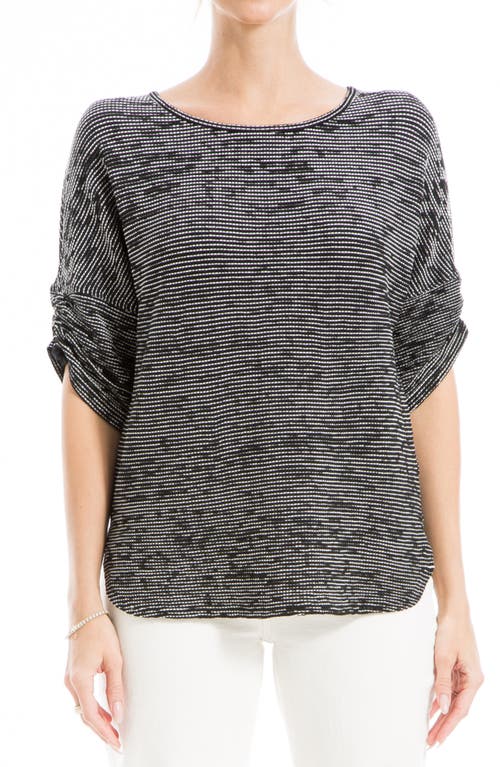 Shop Max Studio Ruched Sleeve Top In Black/white