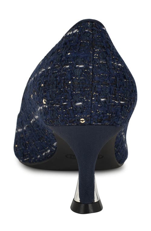 Shop Nine West Andes Tweed Kitten Heel Pump In Dark Blue Tweed