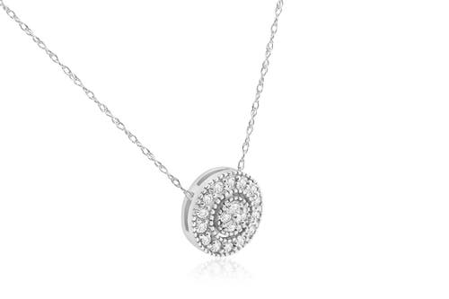 BLISS DIAMOND BLISS DIAMOND 1/4 CT LAB GROWN DIAMOND PAVE HALO PENDANT GOLD WOMENS NECKLACE 