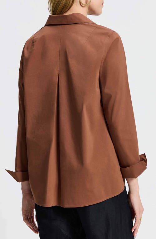 Foxcroft Agnes Split Cuff Popover Blouse In Macchiato