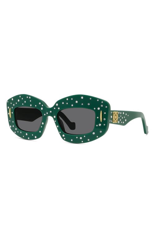 Shop Loewe Anagram 49mm Rectangular Sunglasses In Shiny Dark Green/smoke