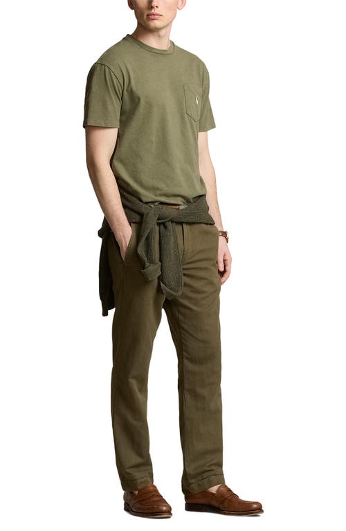 Polo Ralph Lauren Cotton & Linen Pocket T-Shirt Thermal Green at Nordstrom,