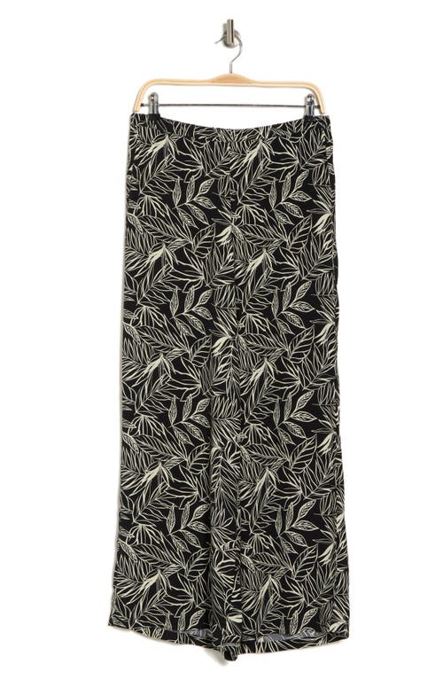 Shop Adrianna Papell Printed Wide Leg Pants In Black/pebble Linear Leaf