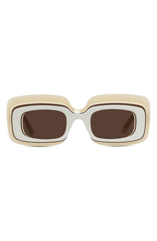 Loewe x Paula's Ibiza 47mm Rectangular Sunglasses in Ivory /Brown at Nordstrom