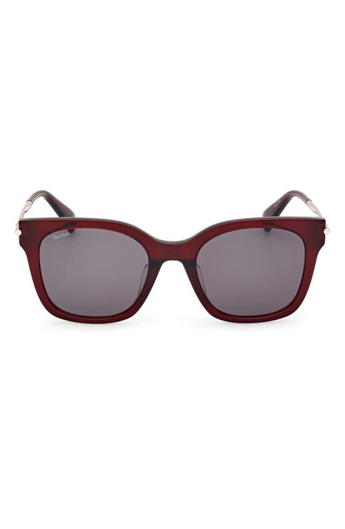 Shop Max Mara 53mm Square Sunglasses In Shiny Bordeaux/smoke