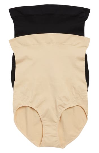 Body Beautiful Assorted 2-pack Extra High Waist Brief Shapers In Black/beige