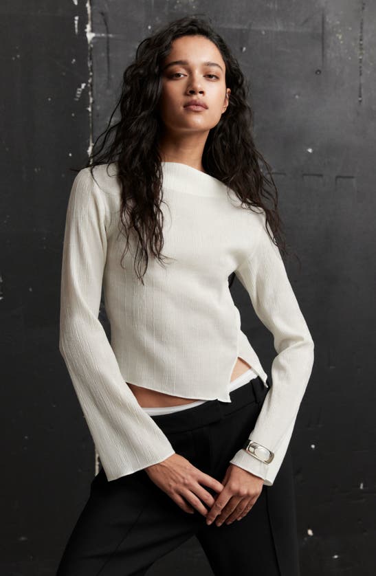 Shop & Other Stories Boat Neck Top In White Dusty Light
